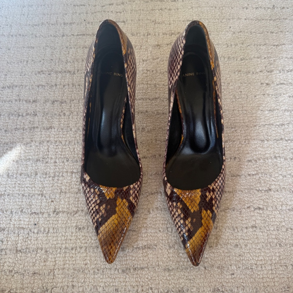 Anine Bing Brown Snake Print Women's Shoes
